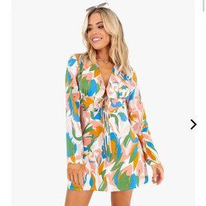 Kittenish Stand Out Printed Mini Dress I Size Large